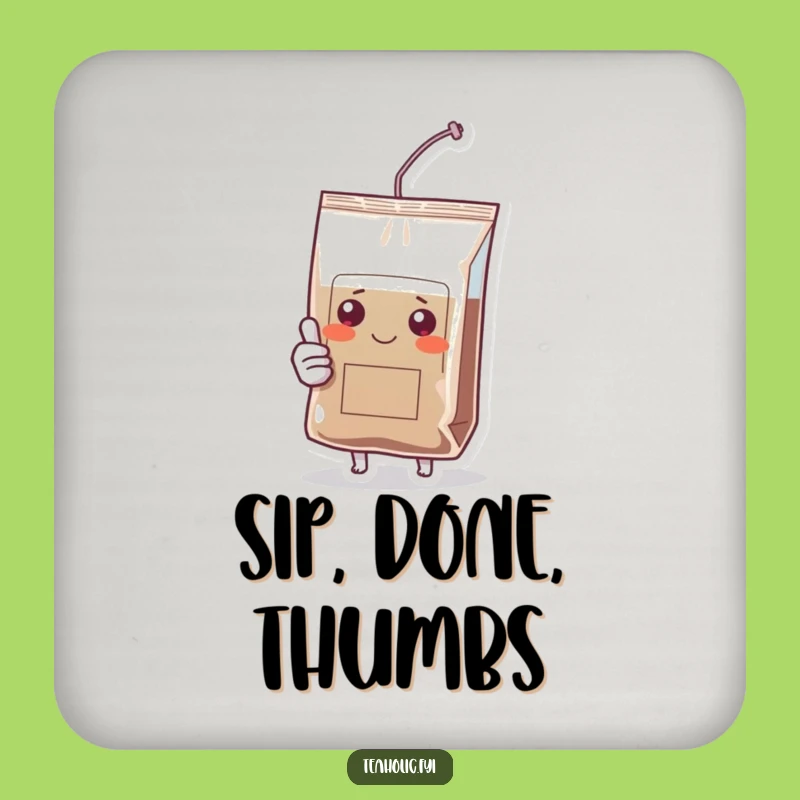 Funny Tea Bag Thumbs Up Coaster - Protect Surfaces with Humor!