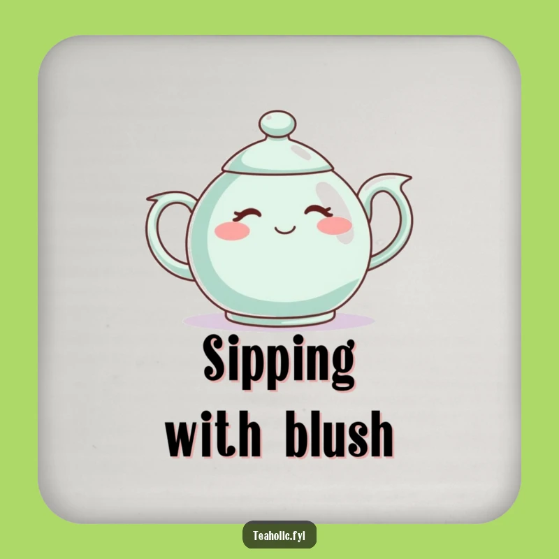 Funny Shy Teapot Coaster - Protect Surfaces with Bashful Charm!