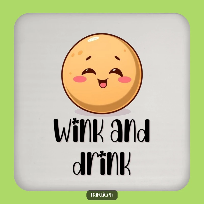 Funny Winking Coffee Bean Coaster: Cheers to Good Times and Great Coffee!