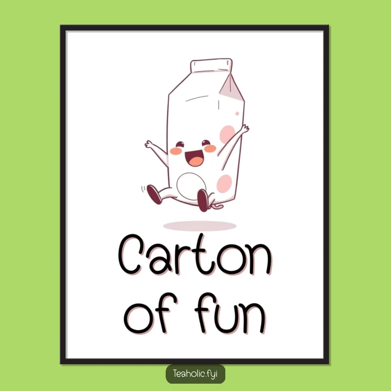 Funny Milk Carton Somersault Poster: Vibrant Cartoon Art to Brighten Any Wall