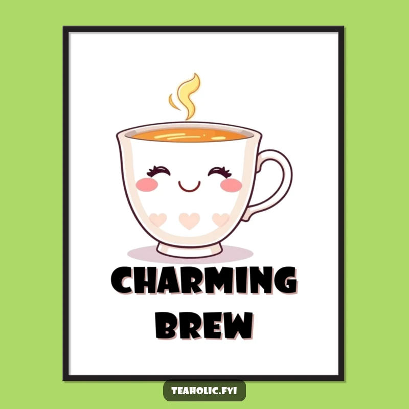 Funny Happy Teacup Wink Poster: Artistic Smiling Wall Art Gift