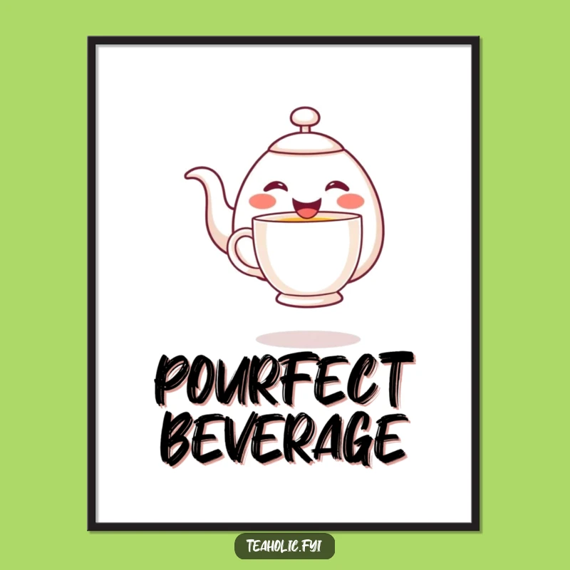 Funny Cheerful Teapot Pouring Poster: Whimsical Wall Art for Your Home