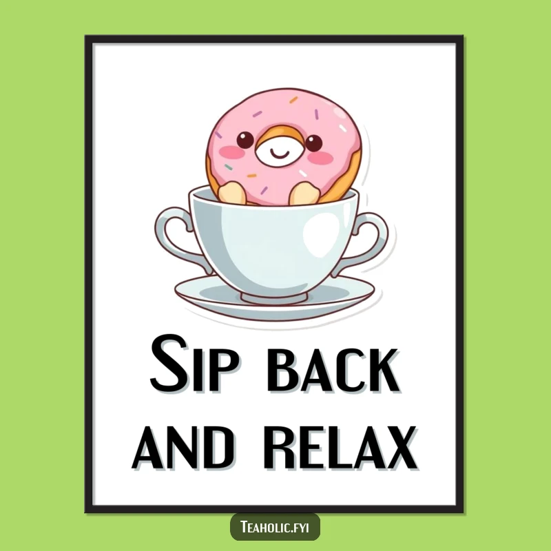 Funny Donut in Teacup Poster: Whimsical Wall Art for a Hilarious Home Vibe