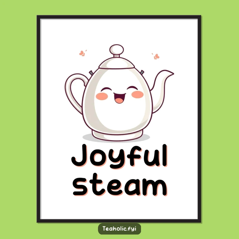 Funny Giggling Tea Kettle Poster: Artistic Whistling Wall Art Gift