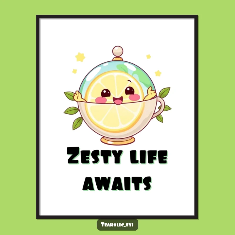 Funny Joyful Lemon Globe Poster: Zesty Art for Bright Spaces