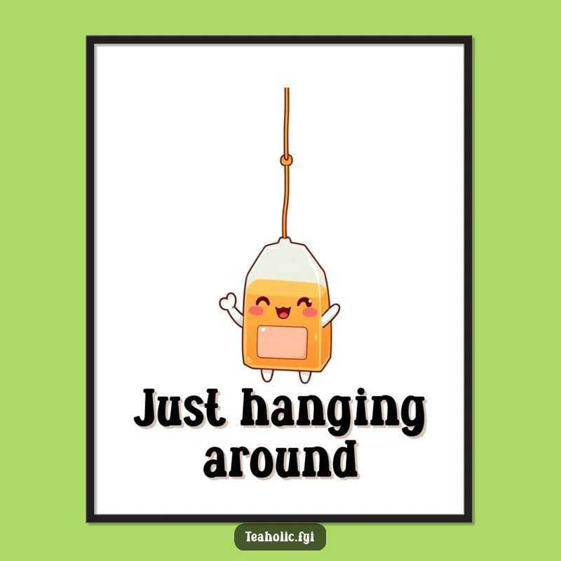 Funny Tea Bag Poster: Waving Character Art for Cheerful Walls