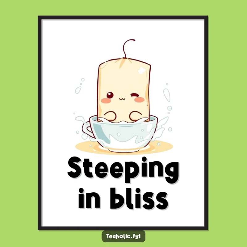 Funny Tea Bag Splash Poster: Brighten Your Walls with Hot Water Playfulness