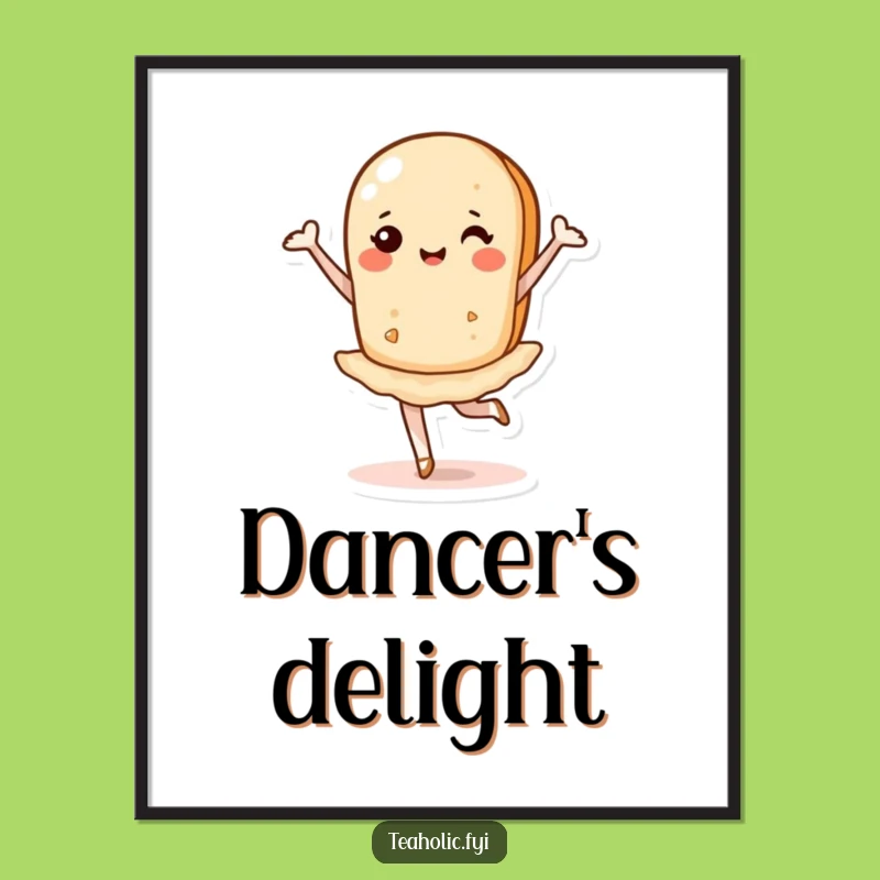 Funny Tea Biscuit Pirouette Poster: Whimsical Wall Art for a Cheerful Home