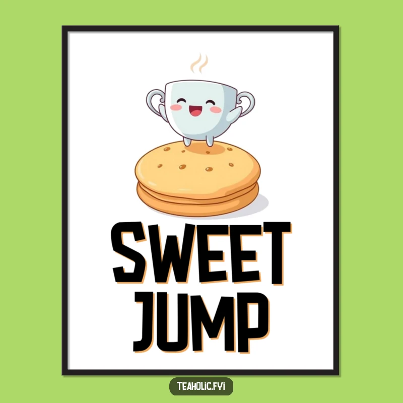 Funny Teacup Leap Poster: Hilarious Wall Art for Tea Lovers and Whimsical Decor