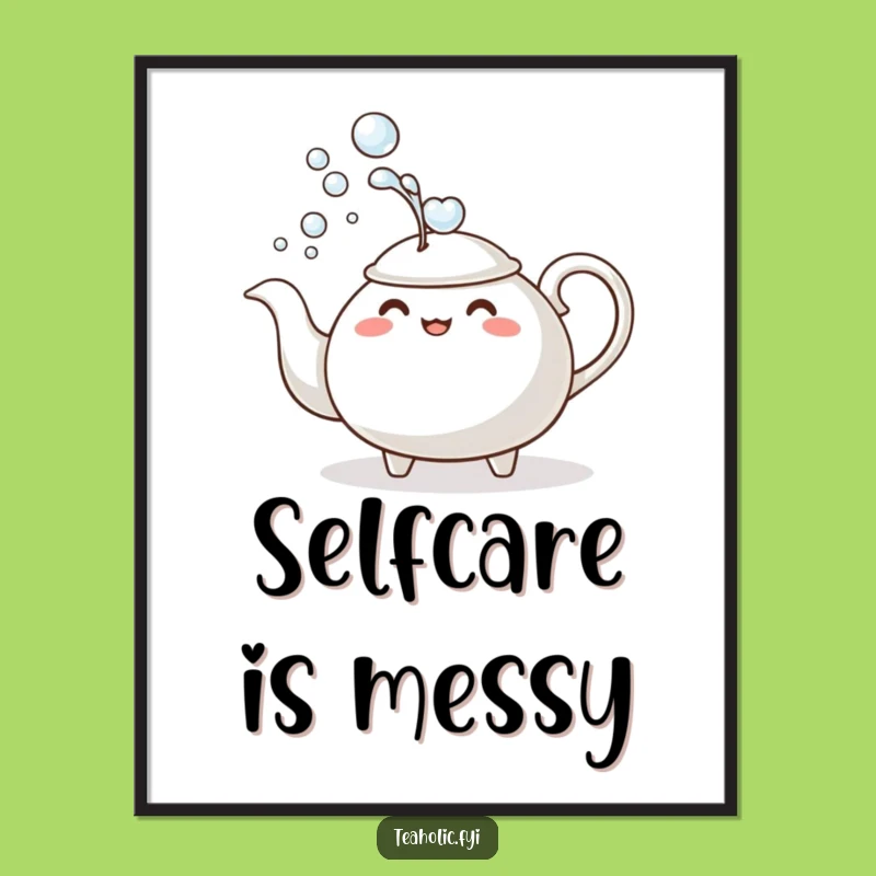 Funny Teapot Bubble Bath Poster: Hilarious Wall Art for Your Home