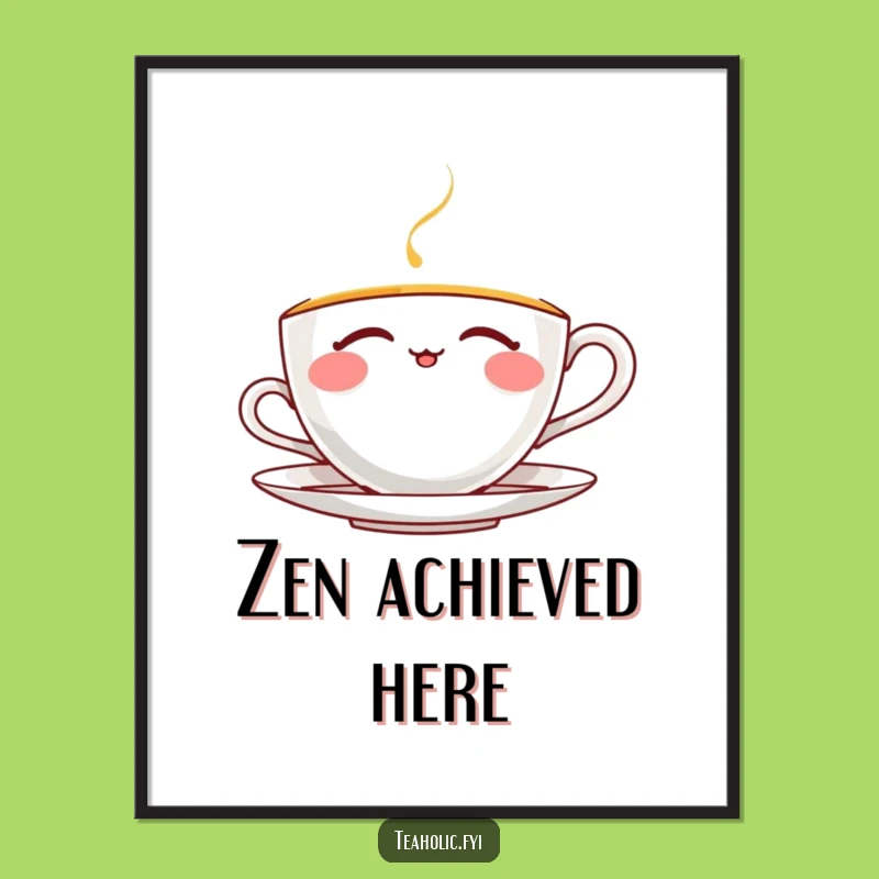 Funny Thrilled Teacup Poster: Sip Joyful Moments, Perfect Wall Art Funny Gift