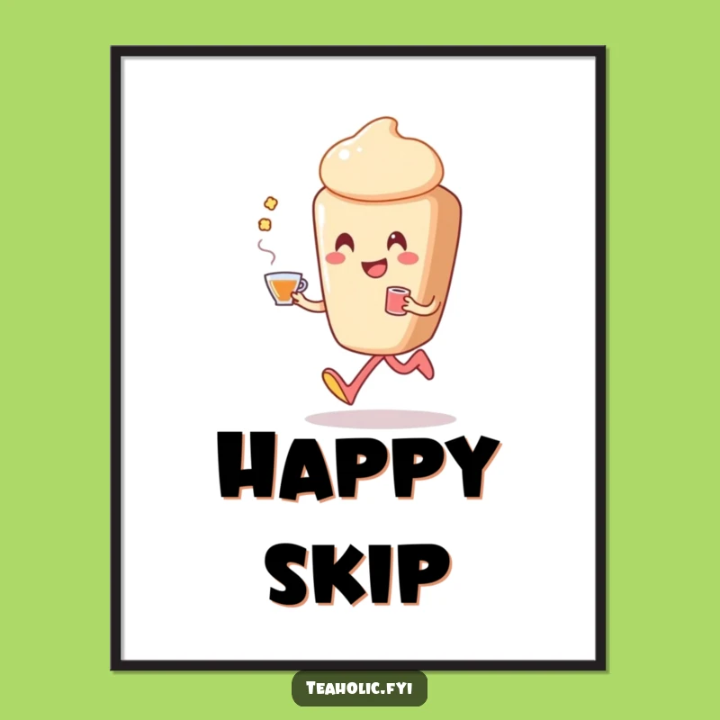 Funny Pastry Skip Poster: Happy Tea Dancer Art, Perfect Funny Gift!
