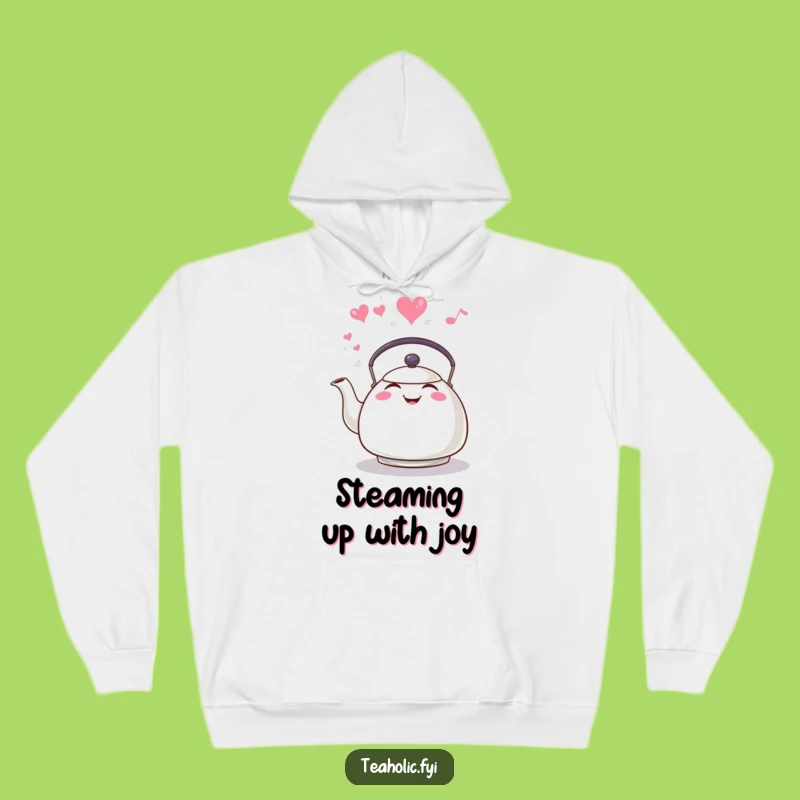 Cozy Funny Tea Kettle Hoodie, Whistling with Heart Steam
