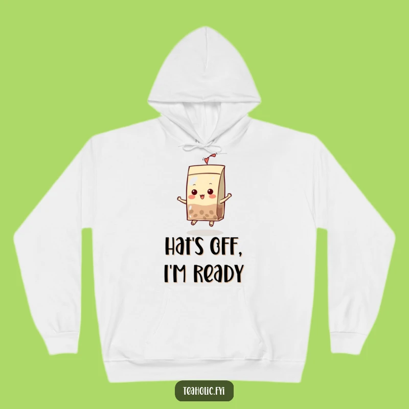 Funny Tea Bag Character Hoodie: Cozy Bouncing Design, Perfect Humorous Gift