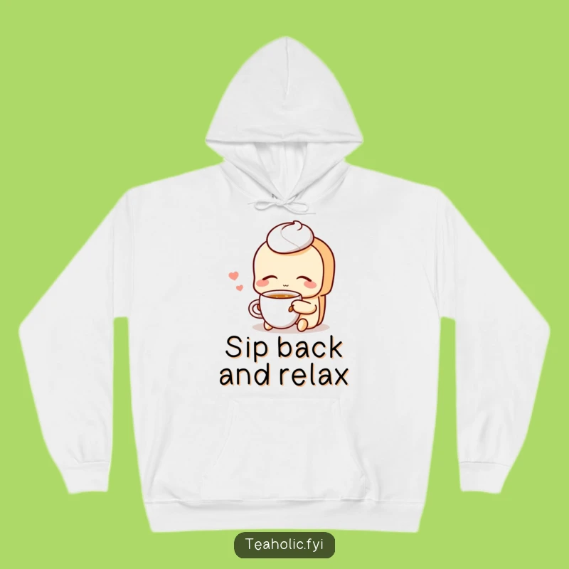 Cozy Funny Pastry Sipping Tea Hoodie: Warm Comfort for Relaxed, Happy Vibes
