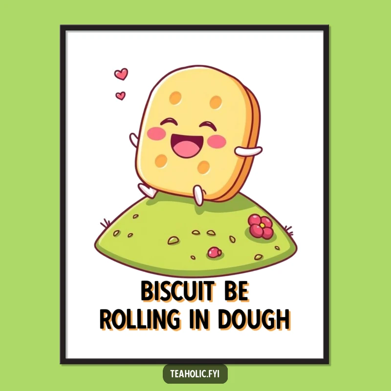 Free Printable Tea Biscuit Rolling Wall Art: Laughing Fun Download
