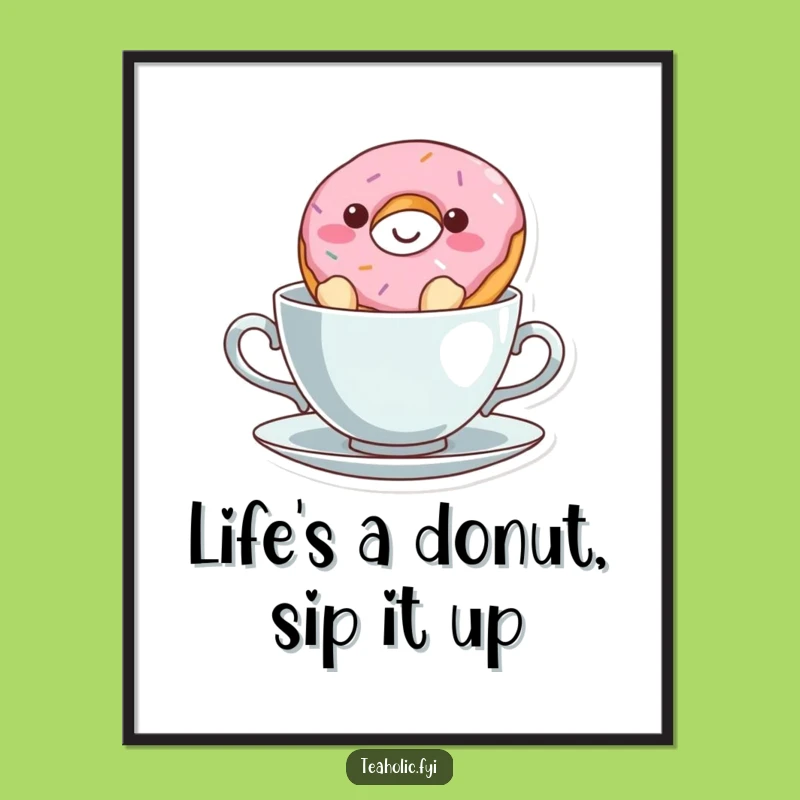 Free Printable Donut Teacup Wall Art - Humorous Downloadable Art for Kitchen Decor