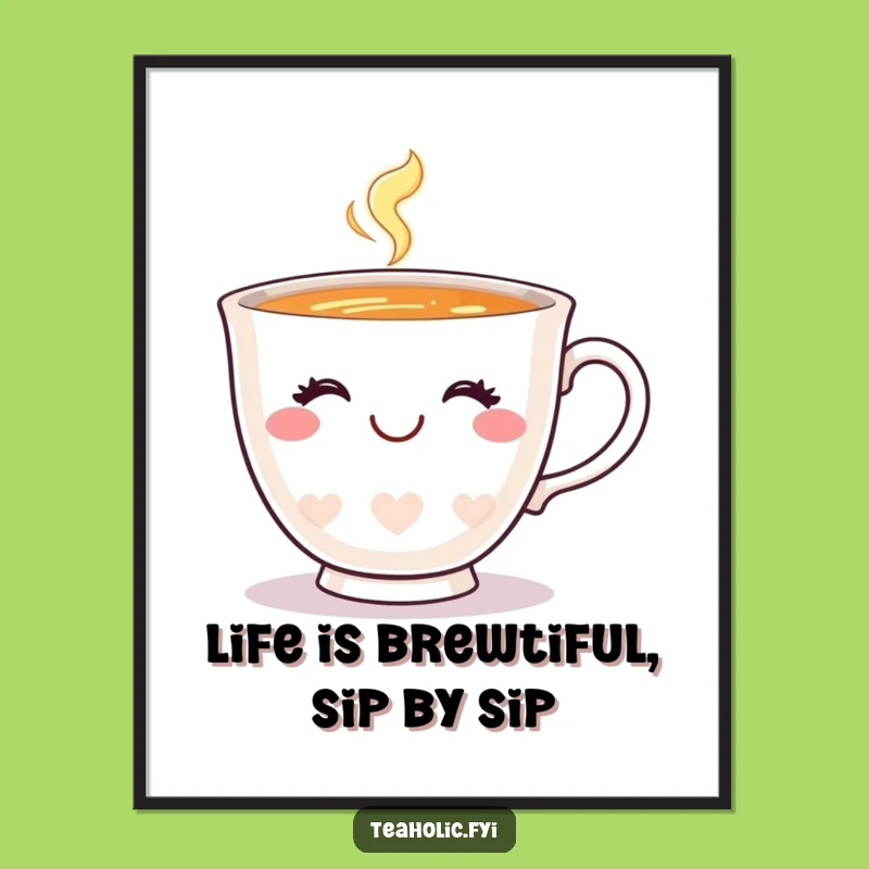 Free Printable Teacup Wall Art: Winking Smile Downloadable Art