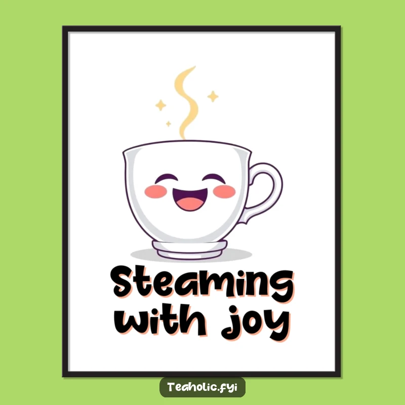 Free Printable Wall Art: Laughing Teacup Smiley Steam Funny Decor
