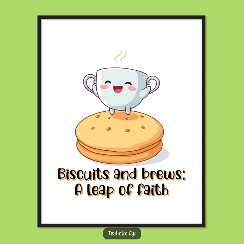 Free Printable Wall Art: Teacup Leaping Biscuit Funny Downloadable Decor