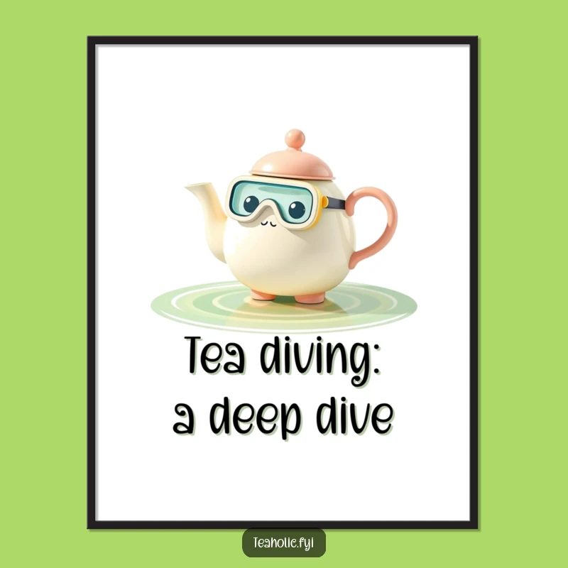 Free Printable Wall Art: Teapot Snorkel Diving Whimsical Downloadable Art Decor