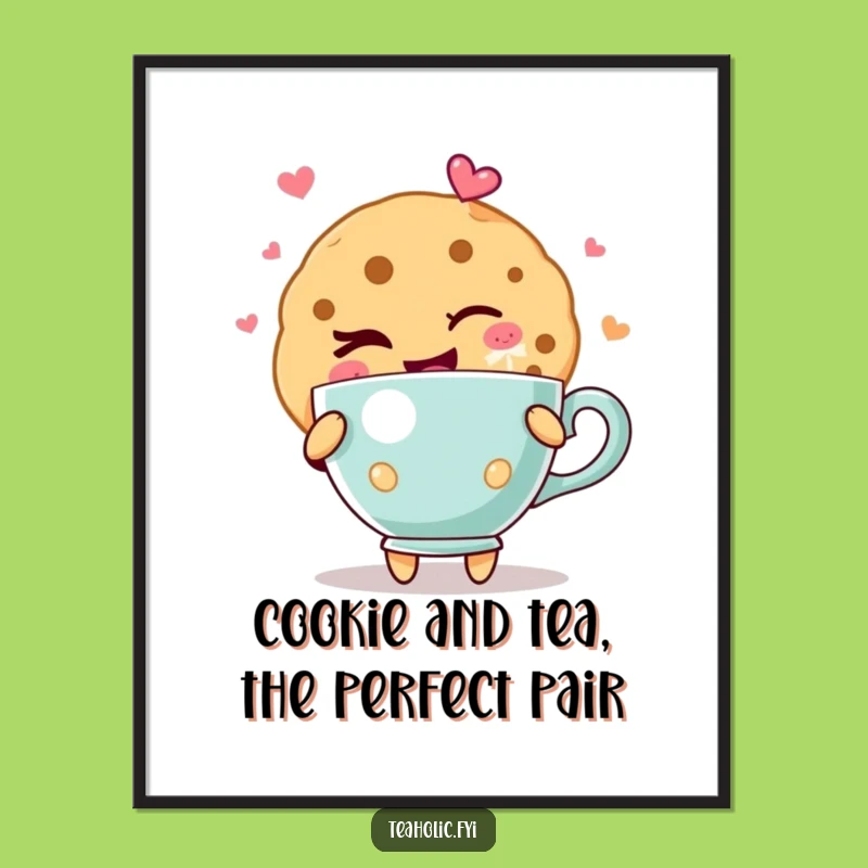 Free Printable Wall Art: Winking Cookie Joyful Teacup Funny Decor