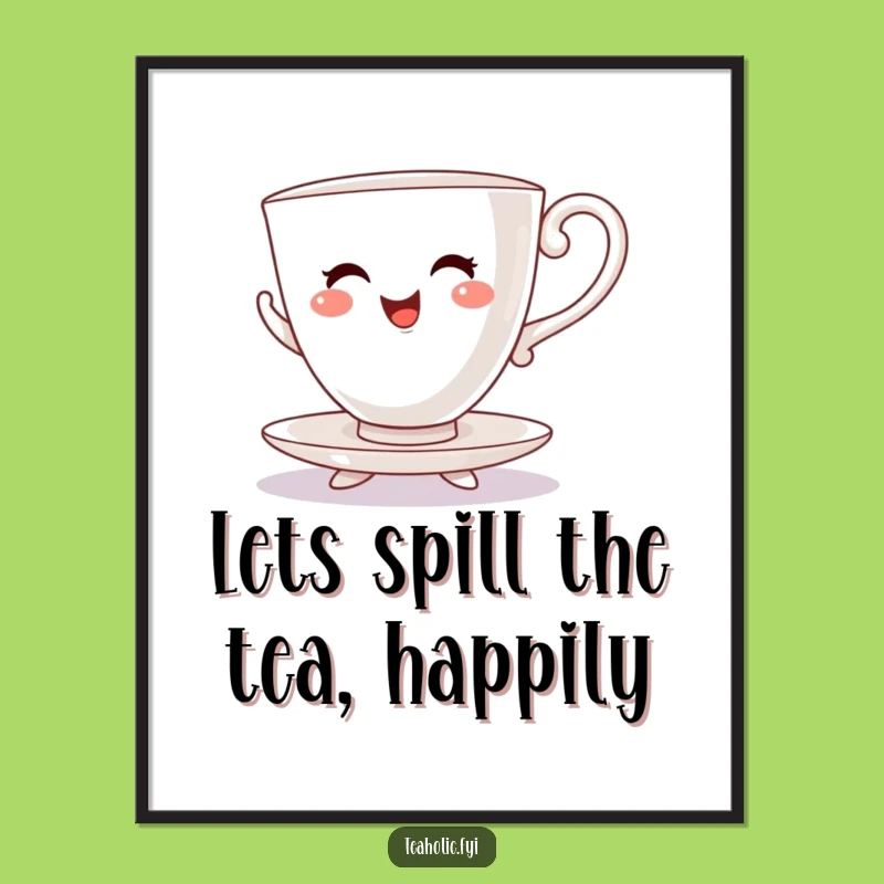 Funny Free Printable Dancing Teacup Wall Art - Downloadable Decor