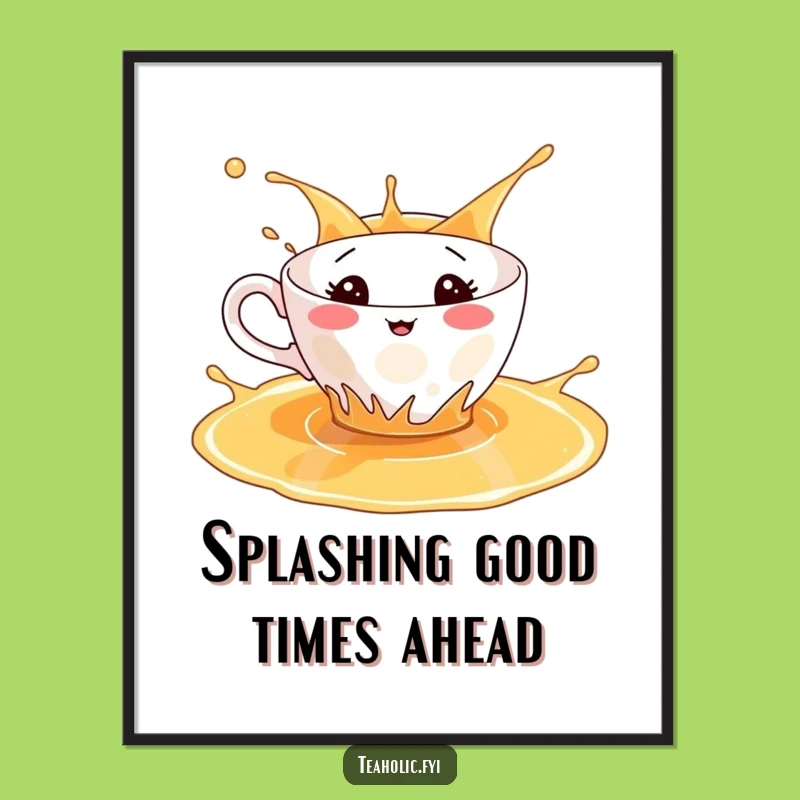 Funny Free Printable Teacup Splash Art - Downloadable Playful Wall Decor
