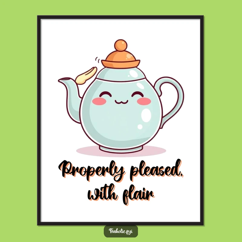 Funny Free Printable Teapot Wall Art: Dapper Salute, Joyful Downloadable Decor with Distinguished Charm