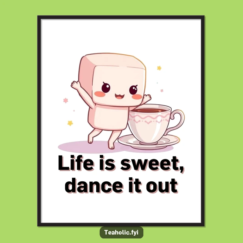 Funny Free Printable Wall Art: Dancing Sugar Cube - Hilarious Downloadable Decor for a Sweet Vibe