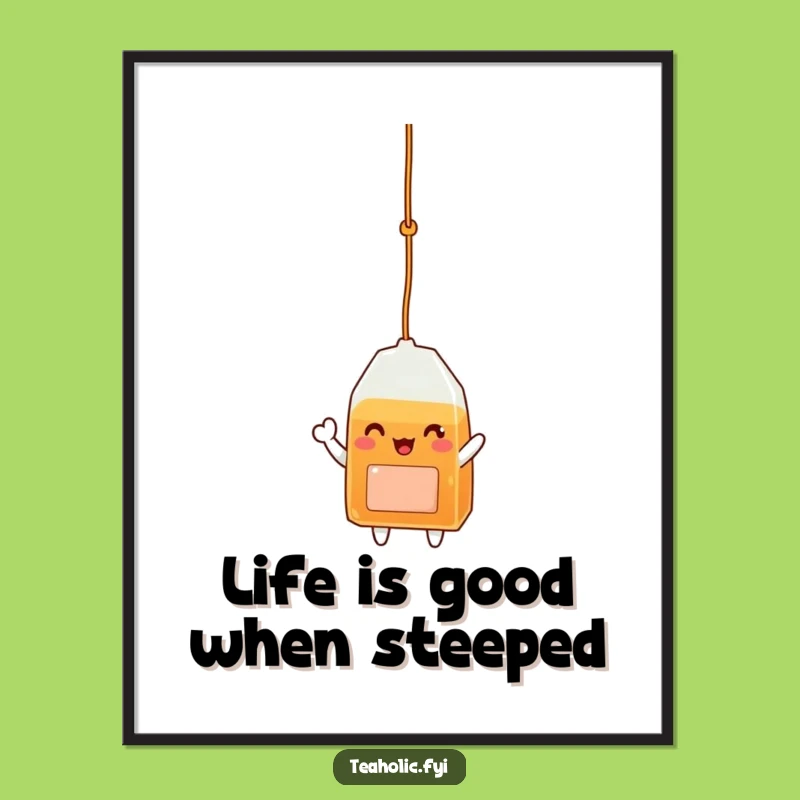 Funny Free Printable Wall Art: Waving Tea Bag Character - Quirky Downloadable Decor