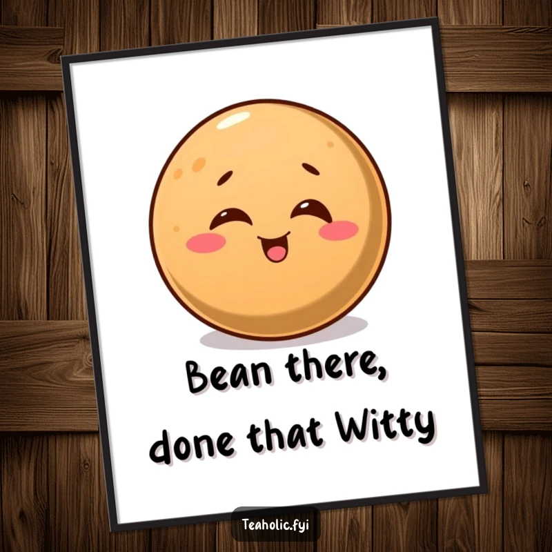 Funny Free Printable Wall Art of a round coffee bean winking with pure mirth, adding a playful and humorous touch.