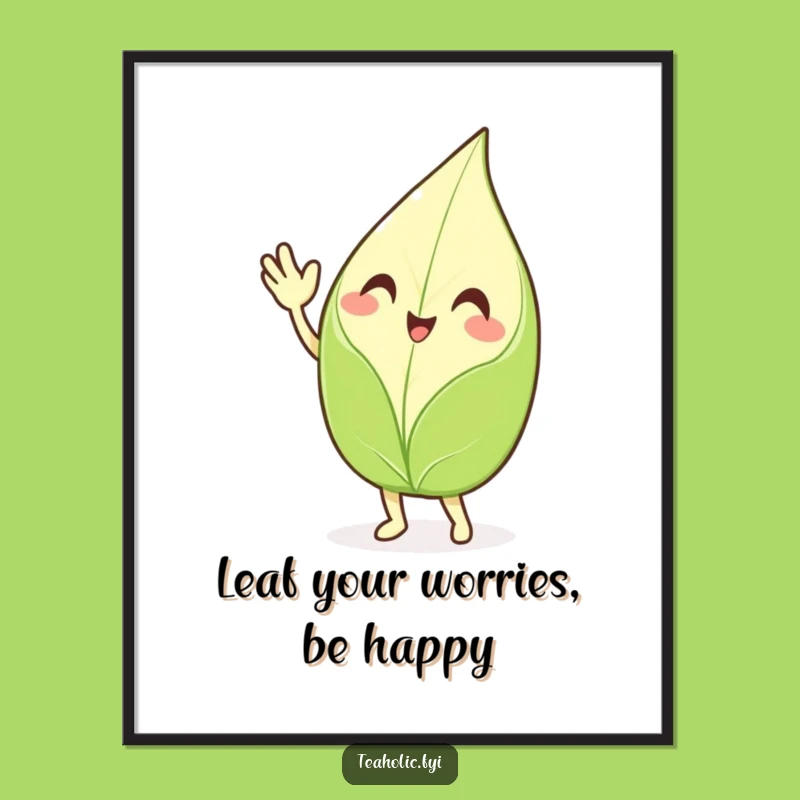 Free Printable Tea Leaf Art: Funny Waving Enthusiastic Downloadable Wall Decor