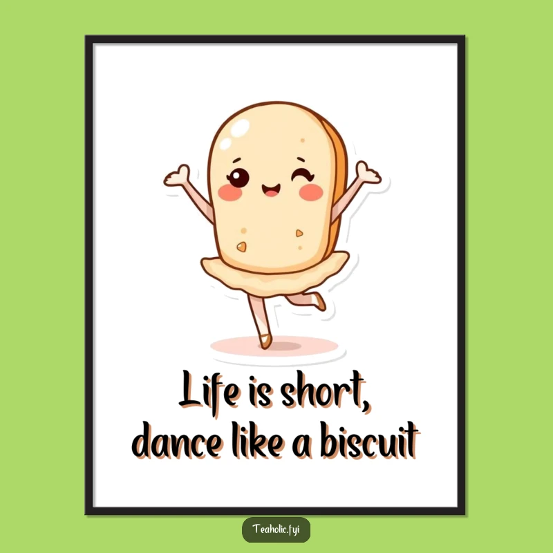 Funny Printable Wall Art: Dancing Tea Biscuit Pirouette - Free Downloadable Art