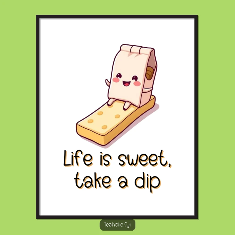 Free Printable Wall Art: Tea Bag Biscuit Slide Playful Downloadable Art Decor