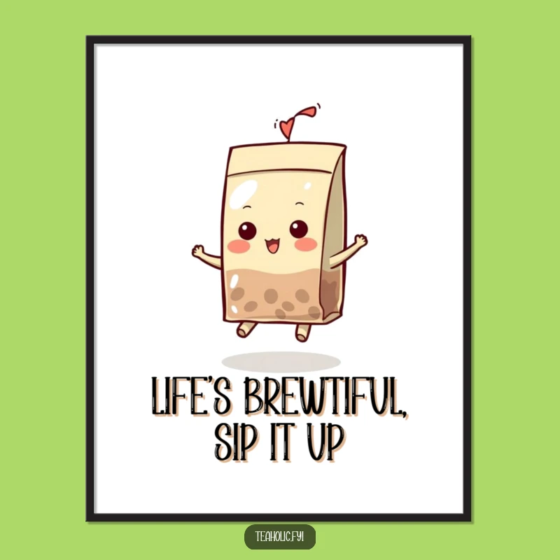 Funny Free Printable Wall Art: Bouncing Tea Bag Hat Character - Downloadable Decor!