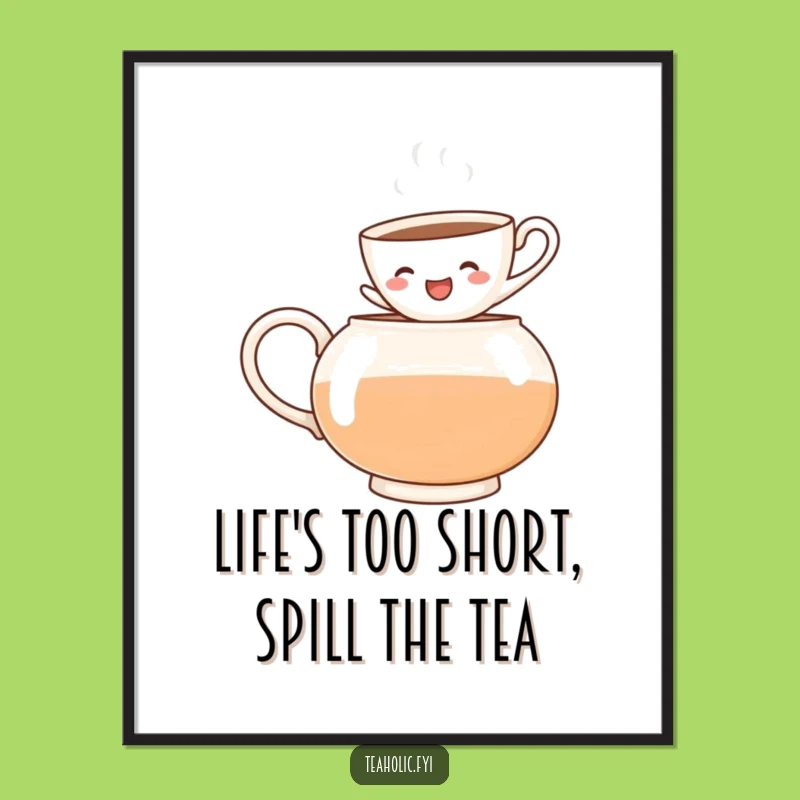 Free Printable Wall Art: Teacup Jumps Funny Downloadable Decor, Whimsical Art!