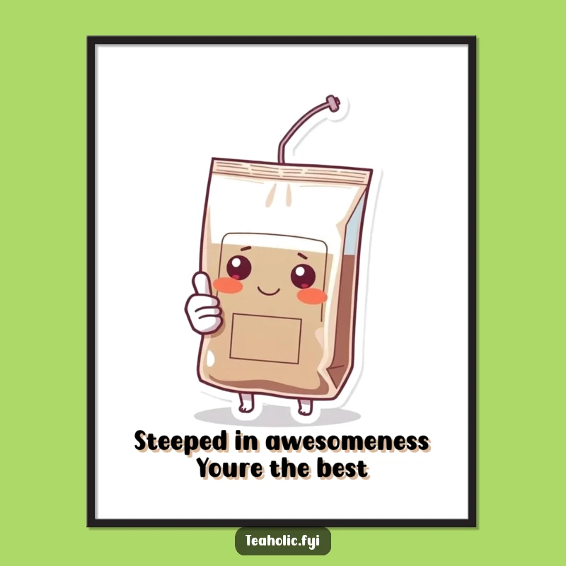 Funny Free Printable Wall Art: Tea Bag Thumbs Up, Quirky Downloadable Decor Gift