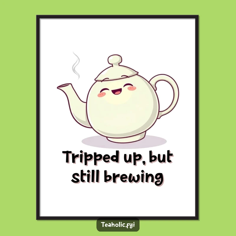 Funny Free Printable Wall Art: Teapot Tripping on Steam, Whimsical Downloadable Art