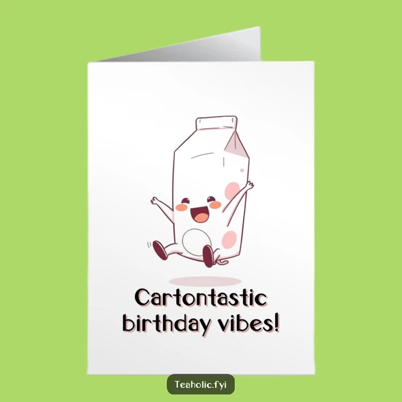 Free Printable Birthday Card: Funny Milk Carton Somersault Downloadable Gift