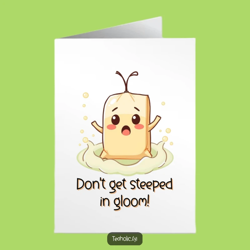 Surprised Teabag Free Printable Birthday Card: Floating Fun Downloadable Gift