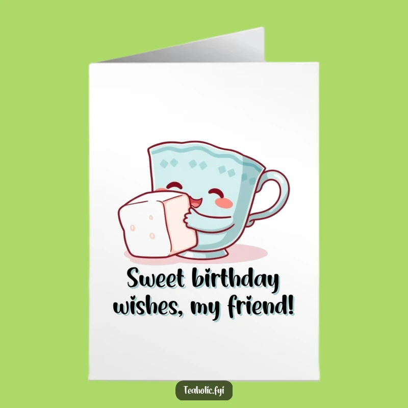 Free Printable Birthday Card: Teacup Hugs Sugar Cube Fun Downloadable Gift