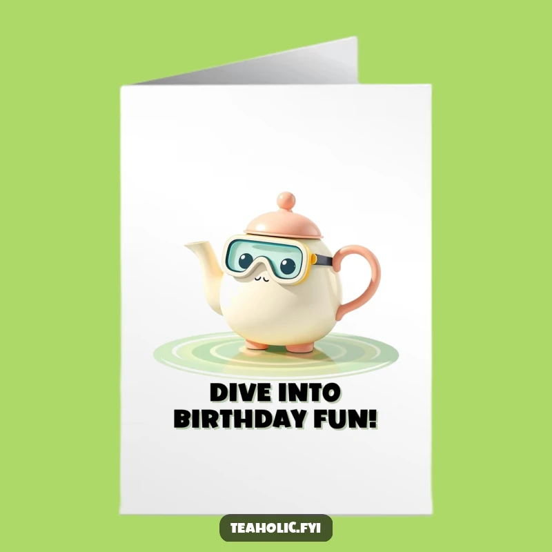 Free Printable Birthday Card: Teapot Snorkel Diving Fun Downloadable Gift