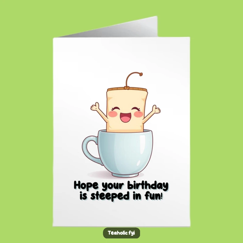 Free Printable Tea Bag Jump Birthday Card: Funny Downloadable Greeting Gift for Tea Lovers