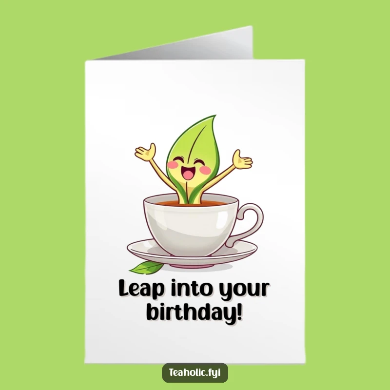 Free Printable Tea Leaf Birthday Card: Joyful Leap Downloadable Gift