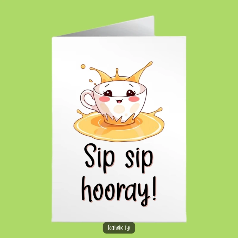 Funny Free Printable Teacup Splash Birthday Card - Downloadable Playful Gift