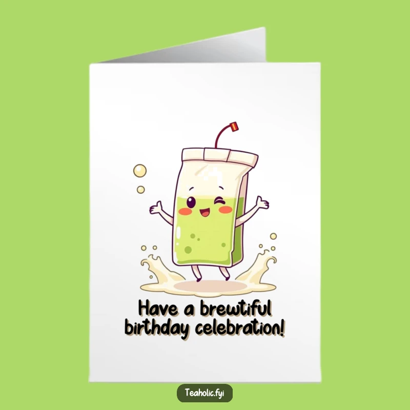 Free Printable Birthday Card: Dancing Tea Bag Funny Downloadable, Party Vibes!
