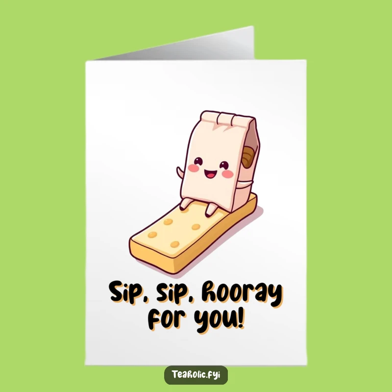 Free Printable Birthday Card: Tea Bag Biscuit Slide Fun Downloadable Gift