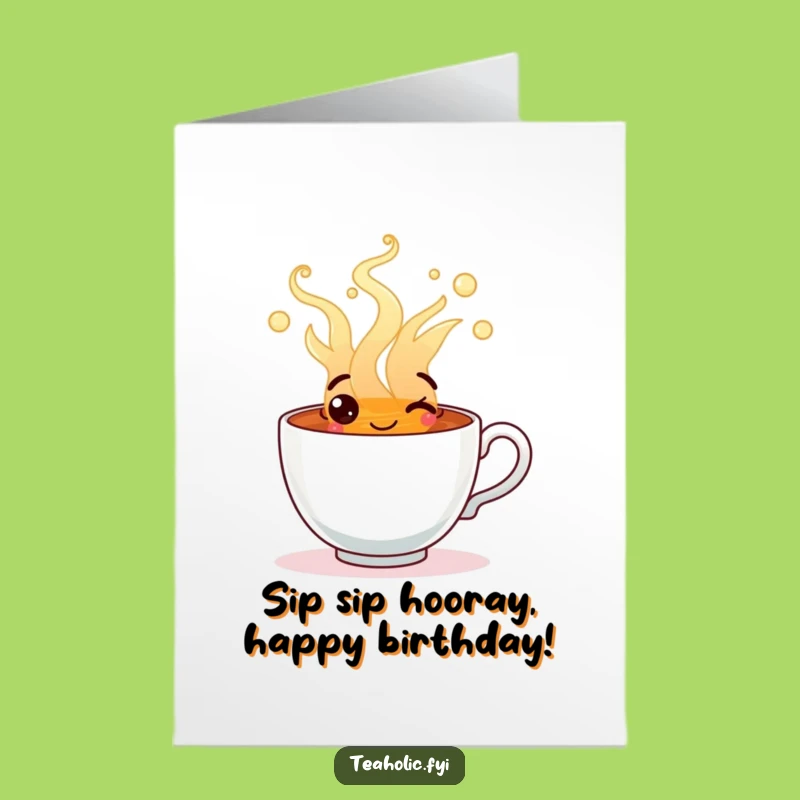 Free Printable Birthday Card: Overflowing Tea Cup Fun Downloadable Gift