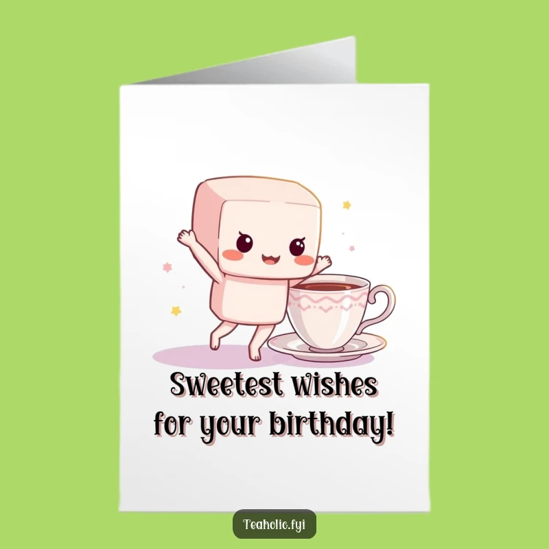 Free Printable Birthday Card: Dancing Sugar Cube - Funny Downloadable Gift for a Sweet Celebration